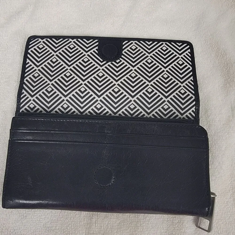 HOBO Black Leather Fold Over Wallet